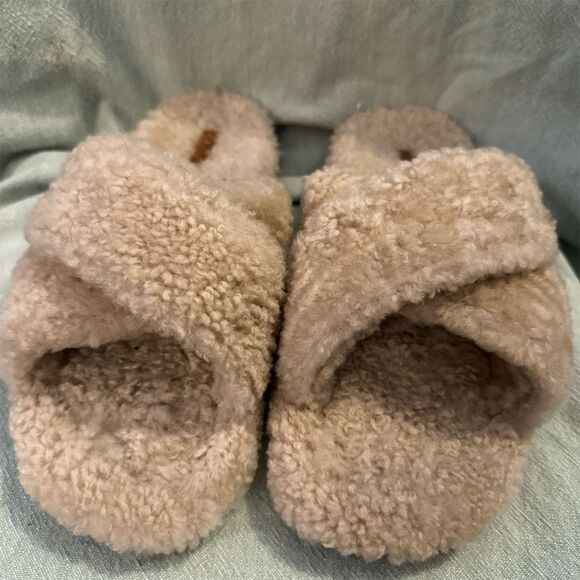 Balenciaga Women's Shearling Slide Slippers Brown Size 7W - Picture 1 of 7